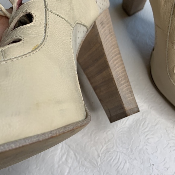 Derek Lam Lace Up Leather Retro Peep Toe Heels‎ - Picture 6 of 7